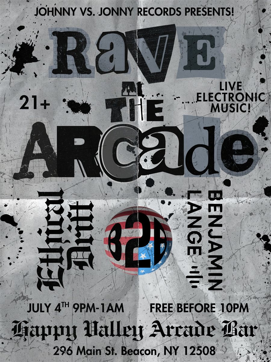 Rave at the Arcade — Ethical Drift B2B Benjamin Lange, July 4 at Happy Valley Arcade Bar, Beacon NY