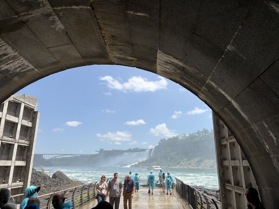 View out through the tunnel archway to American Falls and the Rainbow Bridge